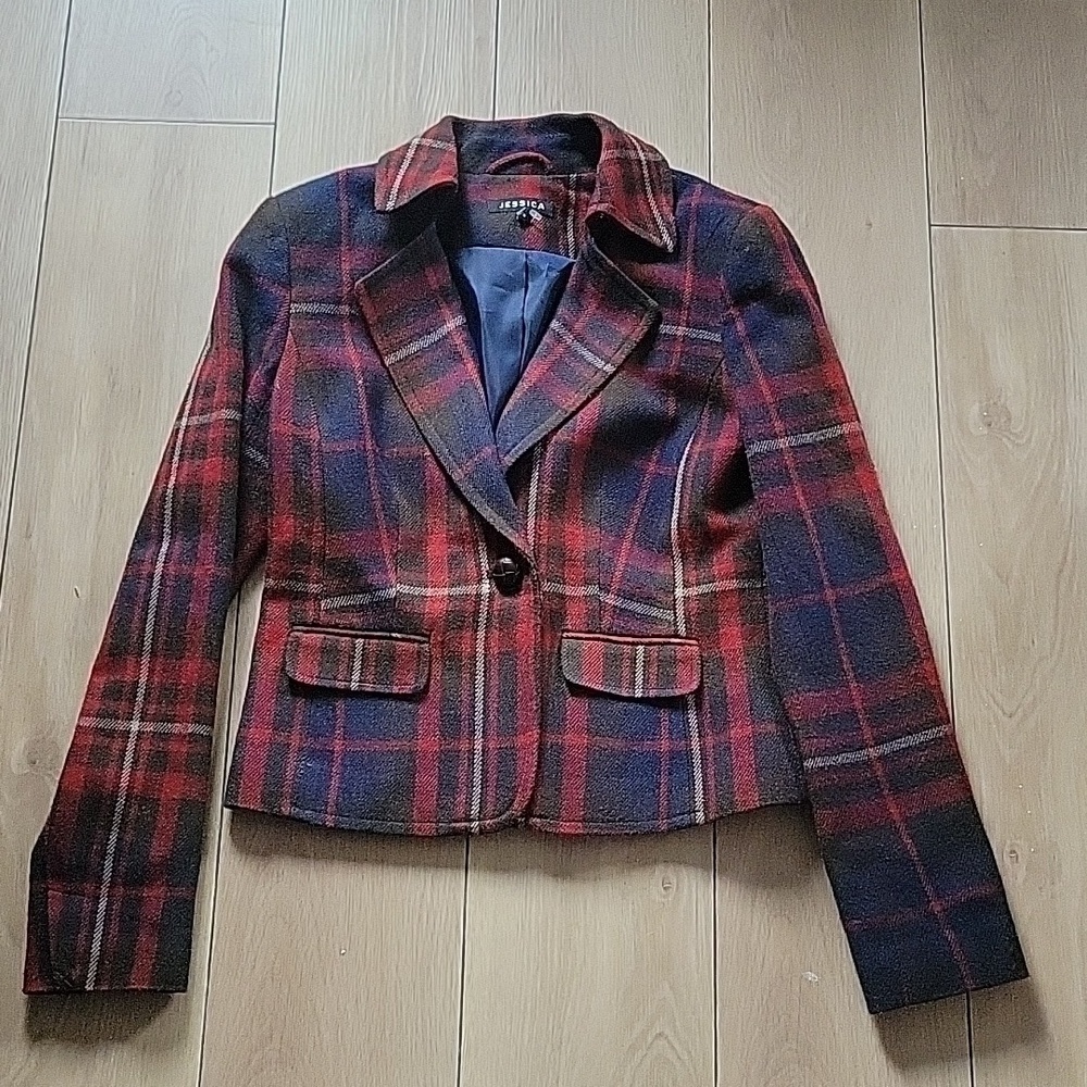 ✨️Host Pick✨️ Vintage JESSICA Single Button Plaid Blazer 6